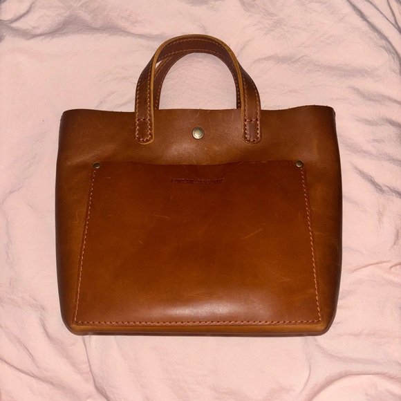 genuine portland leather mini cross body tote - Picture 2 of 6